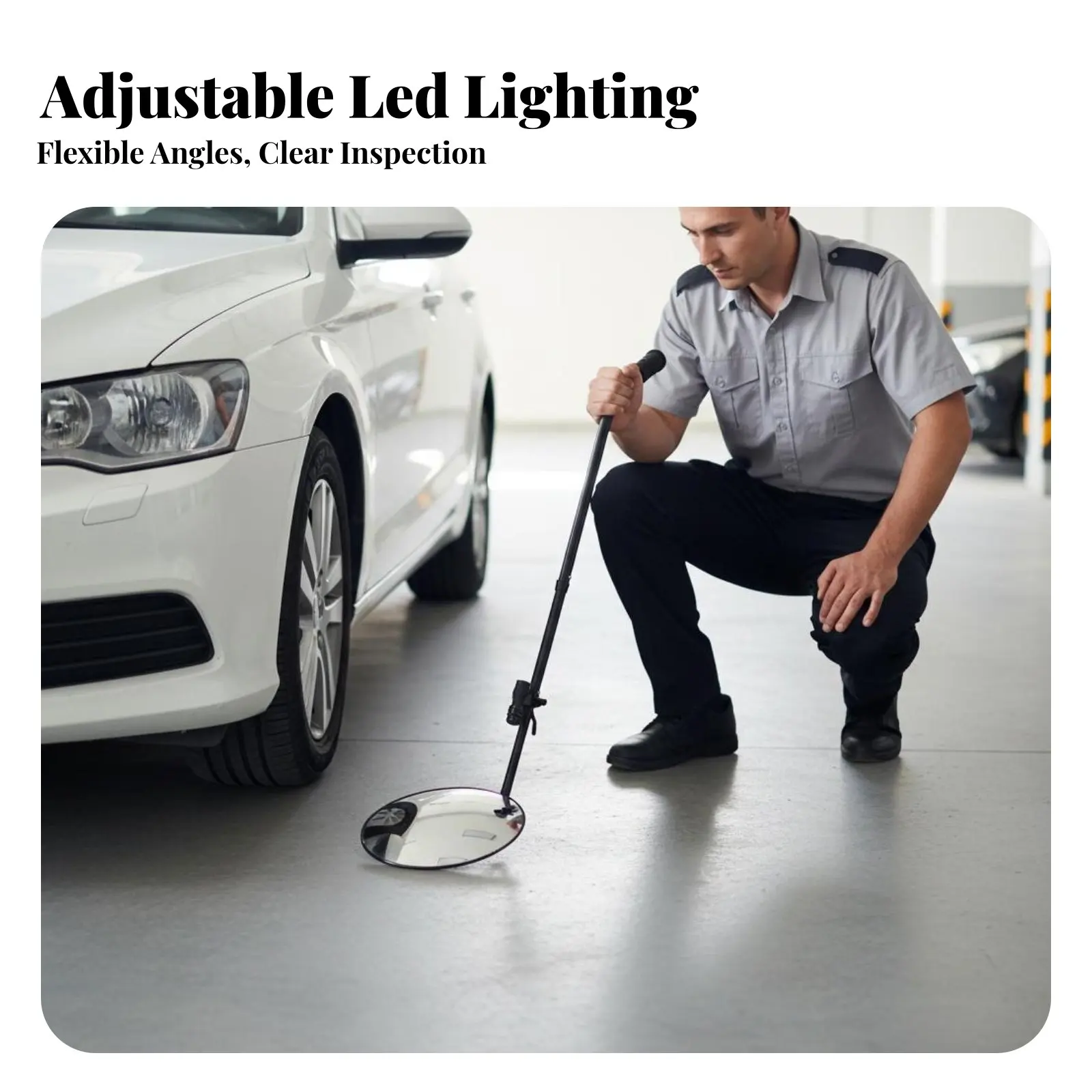 

Under Vehicle Inspection Mirror Full Rotation Under Car Inspection Mirror Portable Wheeled Base for Security Personnel