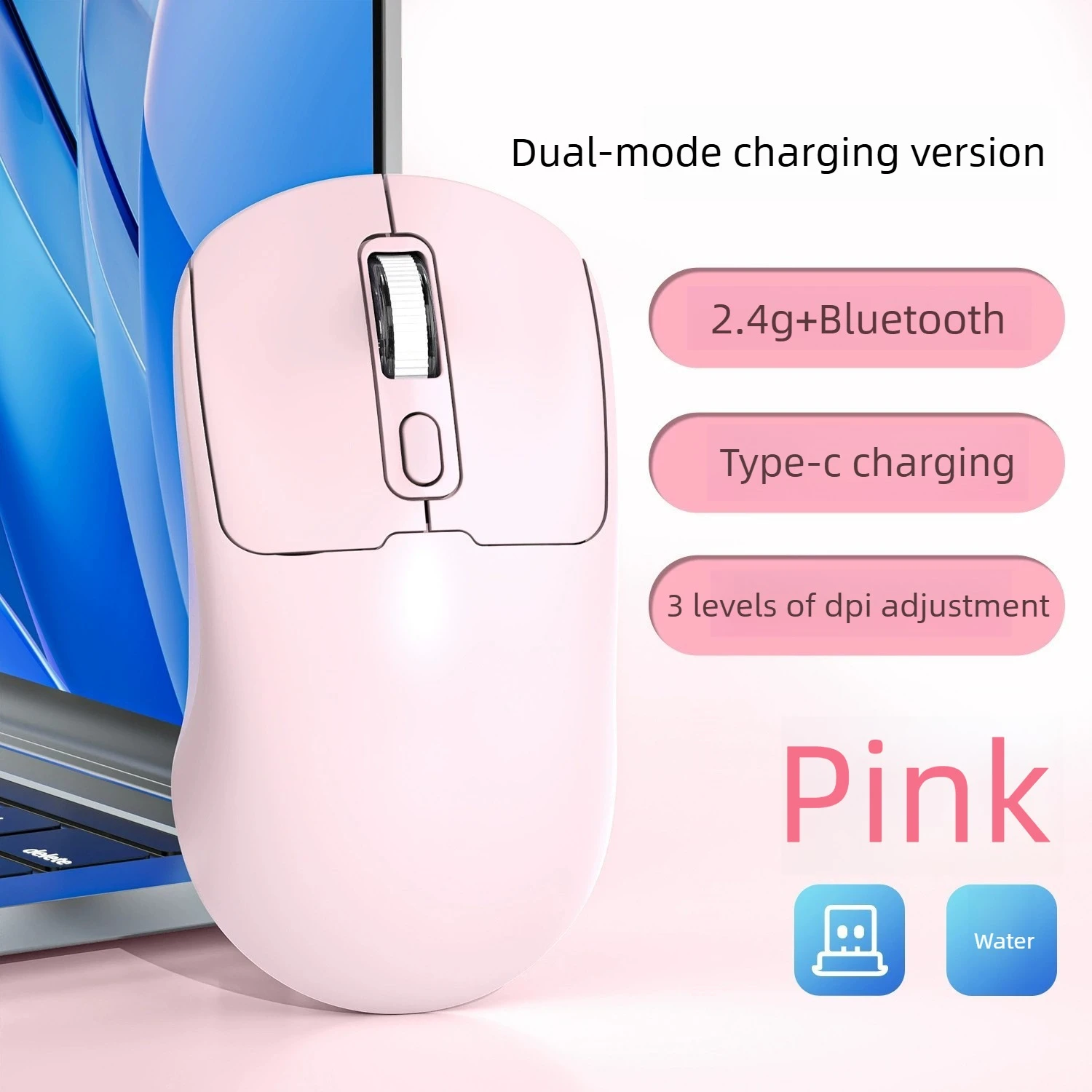

Bluetooth mouse 2.4G inalámbrico souris sans fil inalámbrico recargable sem fio recarregável Pink black white green rato sem fio