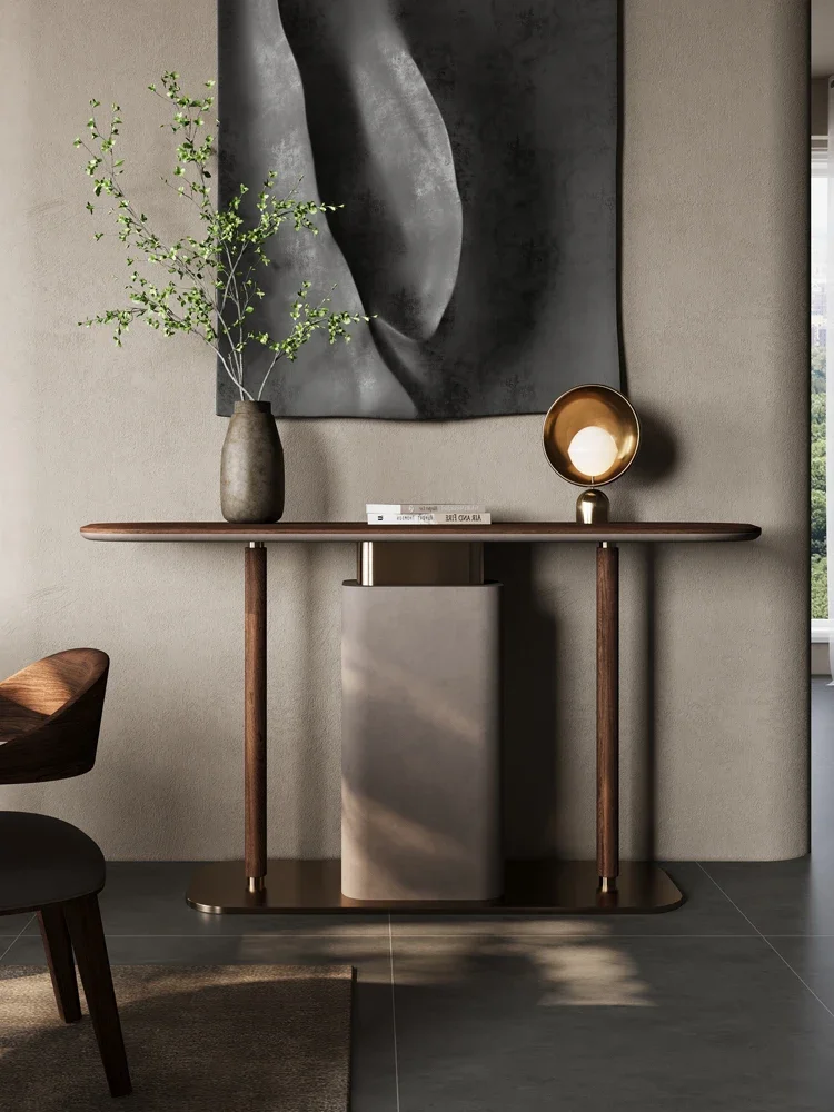 

Консольные столы из итальянского черного ореха, простые и искусственные роскошные высококачественные столы из массива дерева с боковым обзором для гостиной