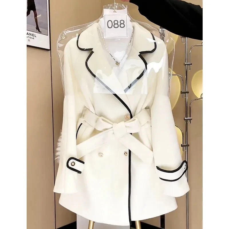 2024 Autumn and Winter New European Goods High-end Fragrance White Suit Jacket Female Korean Rich Chinese New Year Shirt Coat