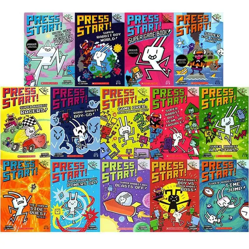 14Books/set English Press Start!Super Rabbit Boy Reading Edition Scholastic Branches Children Cartoon for Kid Book