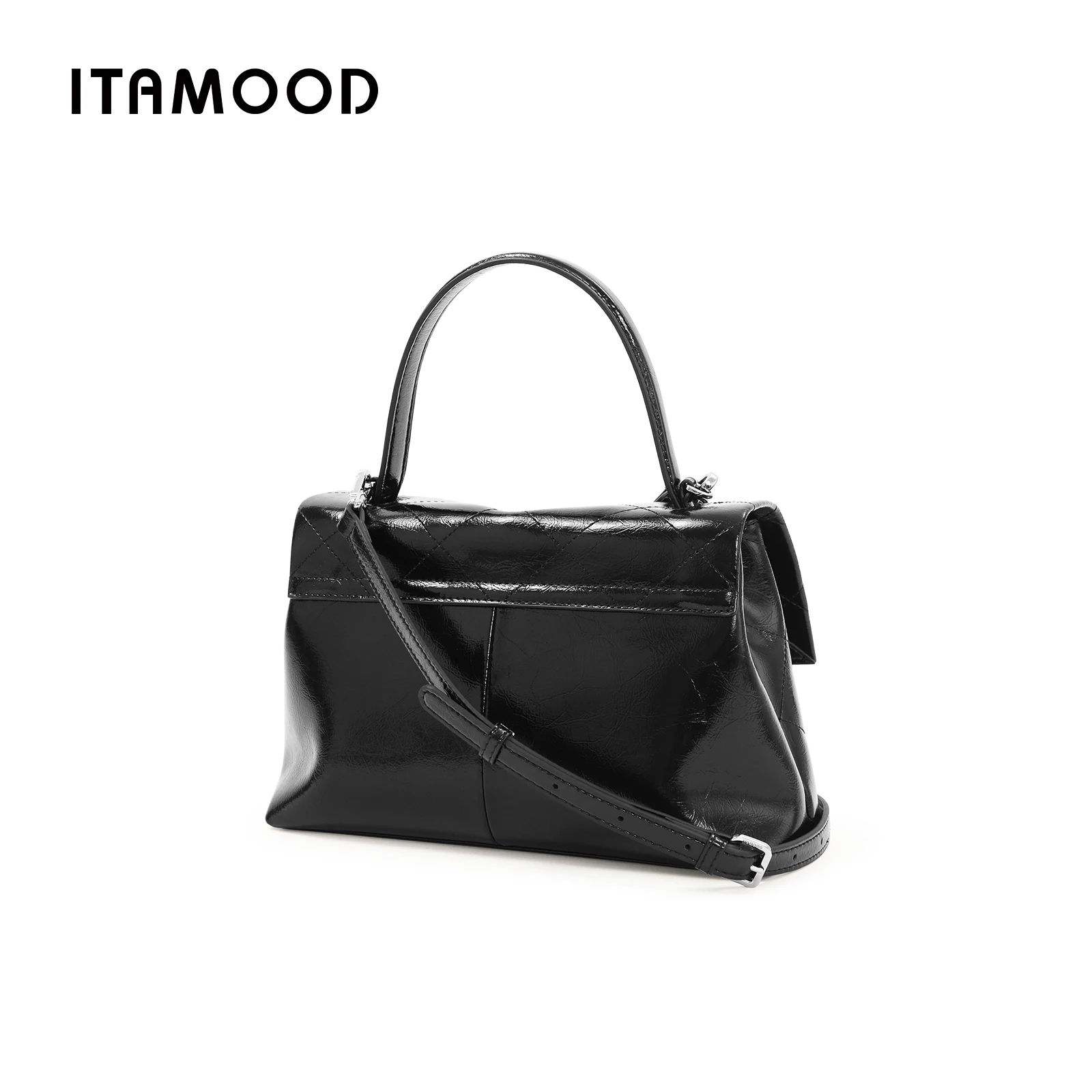 ITAMOOD Messenger Bag Textured Leather Work Commuting Large Capacity Leisure Handbag Genuine Leather Luxury Retro Tote Bag