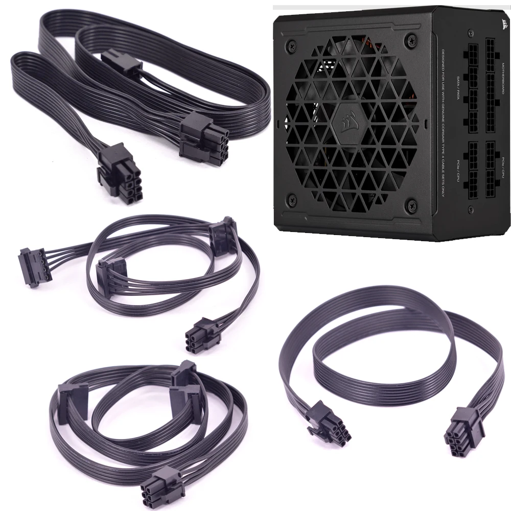 For CORSAIR TX-M Series TX850M TX750M TX650M PCIe 6Pin 1 to 3 IDE SATA Cable GPU PCI-e 8Pin to 2 Port 6+2pin Power Supply Cable
