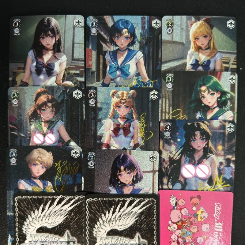 Sailor Moon Weiss Schwarz Gold Lottery Flash Card Aino Minako Kino Makoto Hino Rei School Uniform Girls Game Collection Card Toy