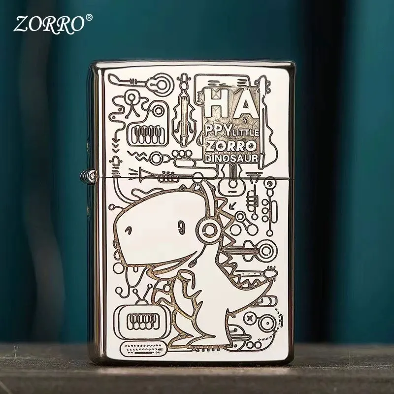 Zorro 902 laser pattern brass oil lighter personalized trendy windproof anti-slip wear-resistant collection smoking accessories - Image 5