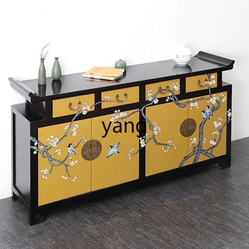 

LH new Chinese furniture painted dining side cabinet classical shoe cabinet antique TV cabinet