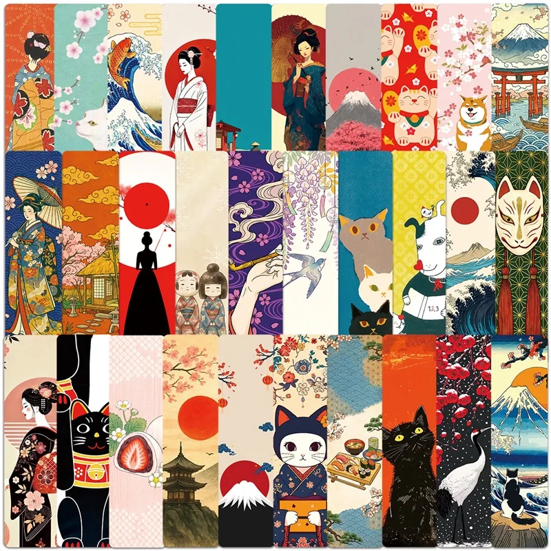 

5/30PCS Retro Japanese Style Bookmark for Pages Books Readers Handheld Creative Materials Stationery Supplies