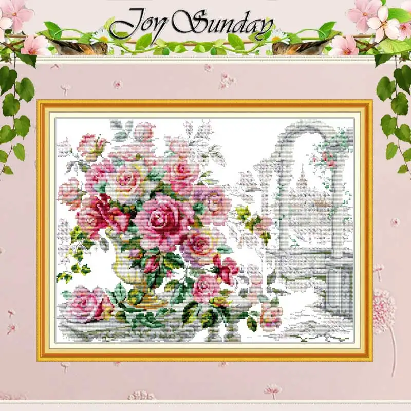 The Rose in Bloom Patterns Counted Cross Stitch Set DIY 11CT 14CT 16CT Stamped DMC Cross-stitch Kit Embroidery Needlework Crafts