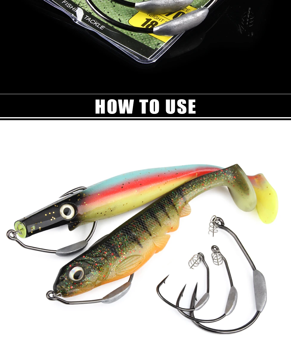 Spinpoler Raptor Weighted Swimbait Hooks 5/0 7/0 10/0 Twistlock Centering Pin Spring High Carbon Steel Weedless Fishing Hooks