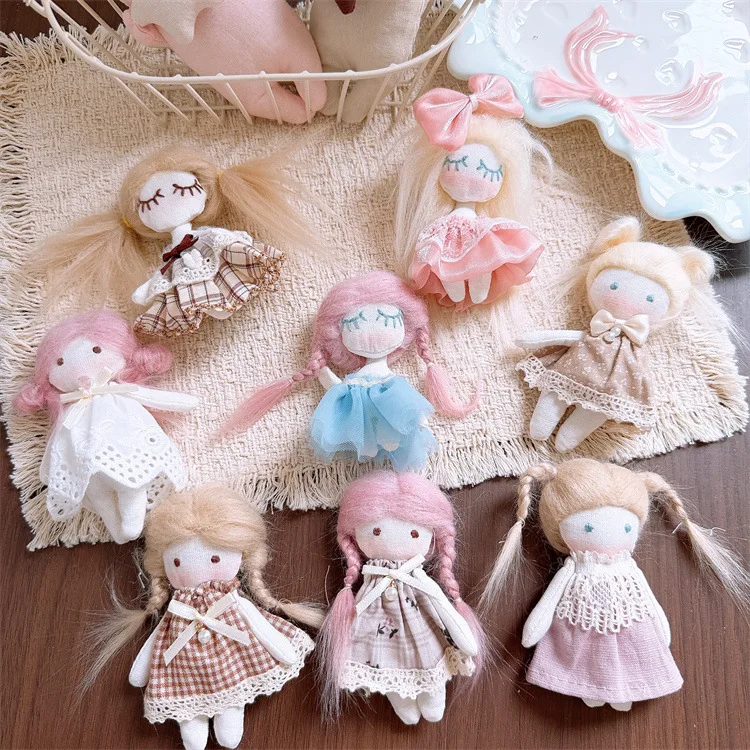 Cute Doll Plush Toy Accessory Keychain Bag Charm Hair Clip for Girls Korean Sweet Mini Pendant Decoration