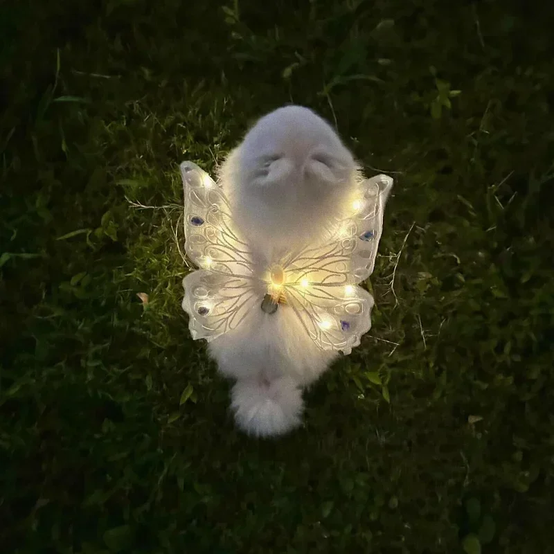 30cm Glowing Dog Wings Butterfly Wings with Light Elf Wings for Puppy  Small Dog Clothes Teddy Chest Back Decoration