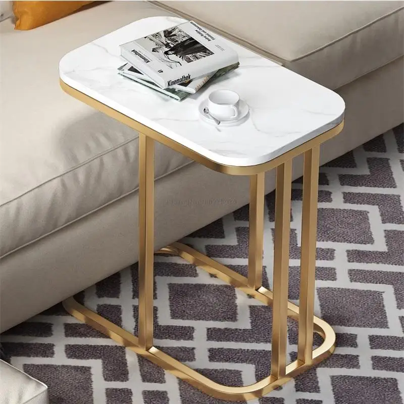 

Modern Nordic Minimalist Iron Art Coffee Table Living Room Sofa Corner Table Wooden Desktop Bedroom Small Coffee Table Desk