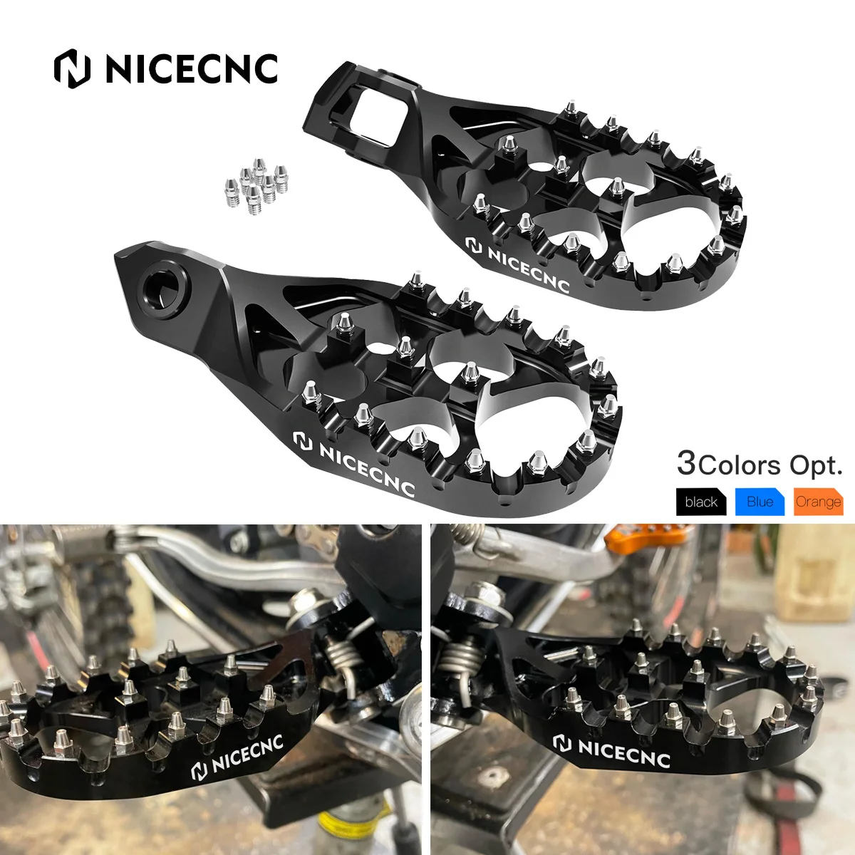 NiceCNC For KTM 2024 EXC300 EXC EXCF XCW 125 250 300 350 450 500 57mm Forged Foot Pegs Footrest Pedals SX SXF XC XCF 2023-2024