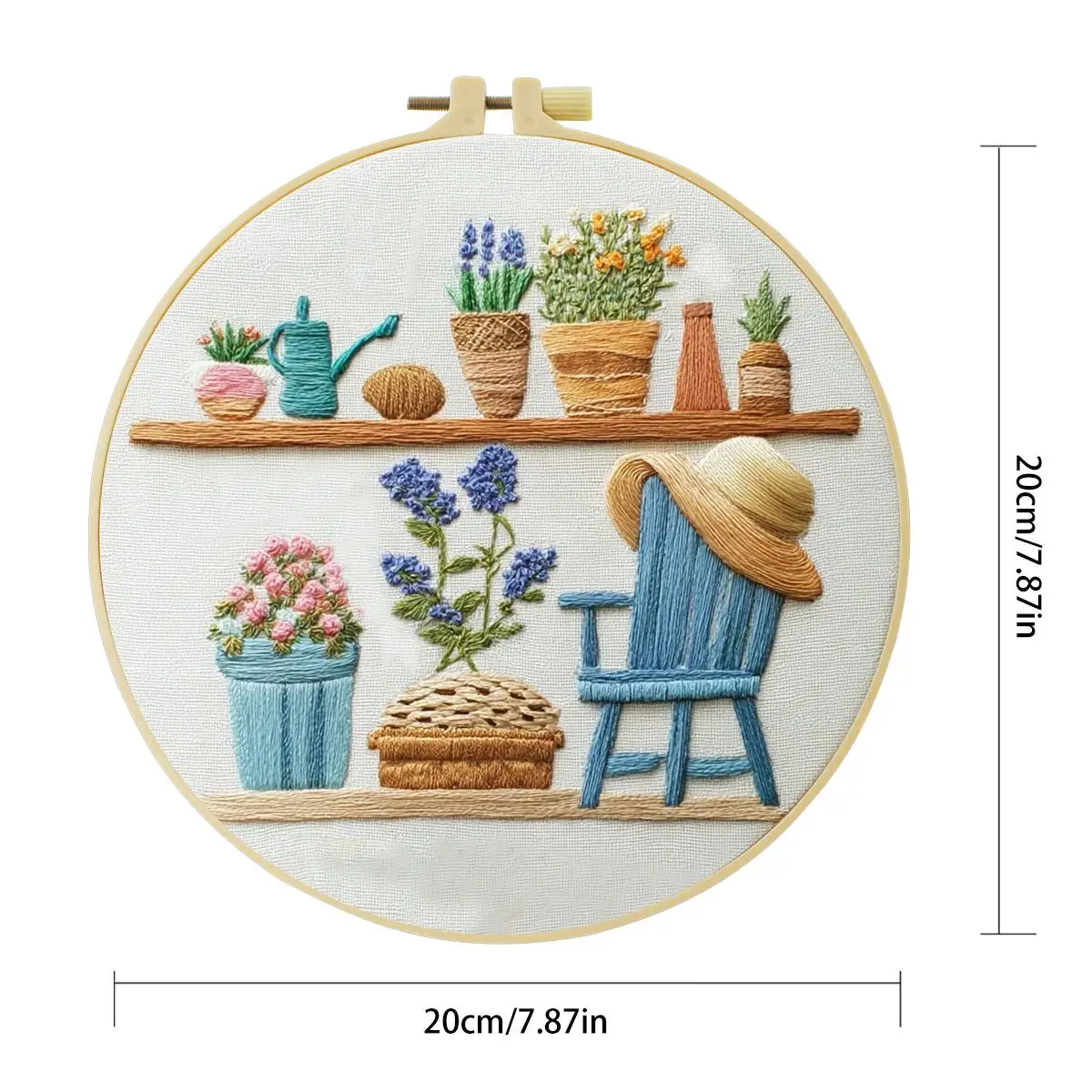 1 Stück 20x20 cm/15x15 cm (7,87/6,3 Zoll) Stickerei-Starter-Kit mit Meerblick, DIY-Kit, Stickerei-Set für Anfänger – Detail 2