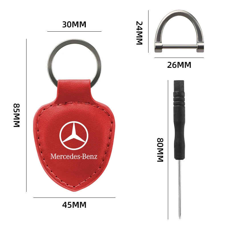 Leather Car Key Ring Fashion Shield Type Horseshoe buckle Keychain For Mercedes Benz C180 C200 C300 W108 W124 W126 Accessories