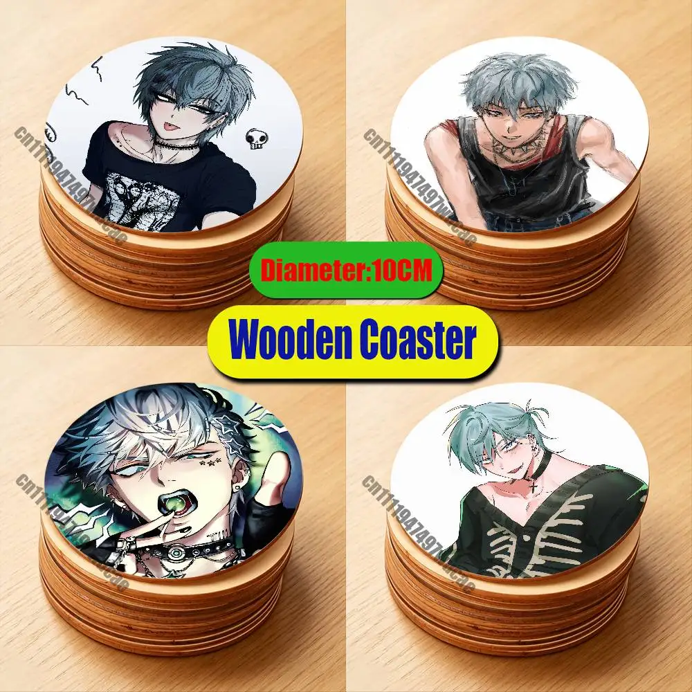 For A-ALIEN STAGE Till Coaster Water Coffee Tea  Cup Glass Mat 10CM Wood Round Dining desk Custom