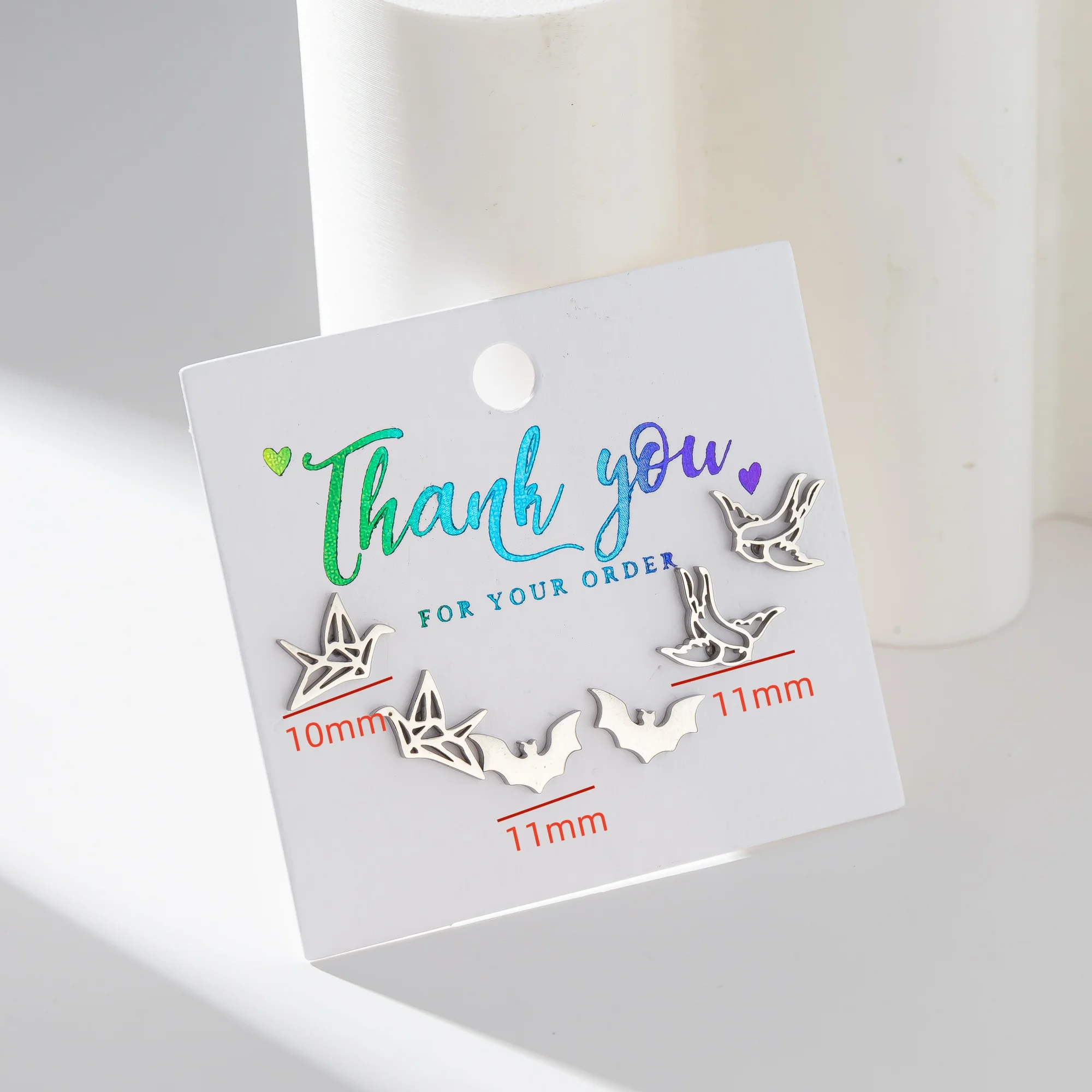 3Pairs/Lot Fashion Origami Crane Stud Earrings Set Lovely Wild Birds Design for Women Elegant Wedding Accessory