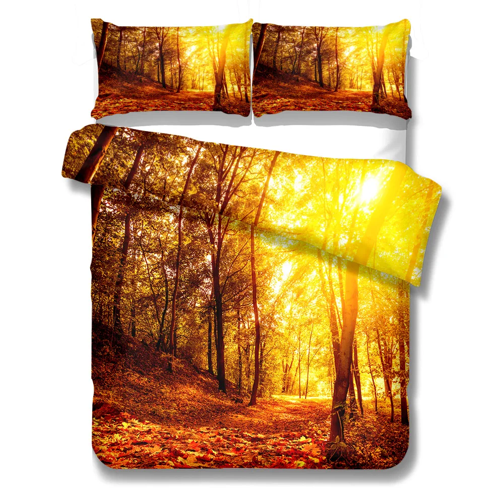 

Fallen Leaves Forest Duvet Cover Set UK Single Double Queen US Twin Full King Size Bed Linen Set