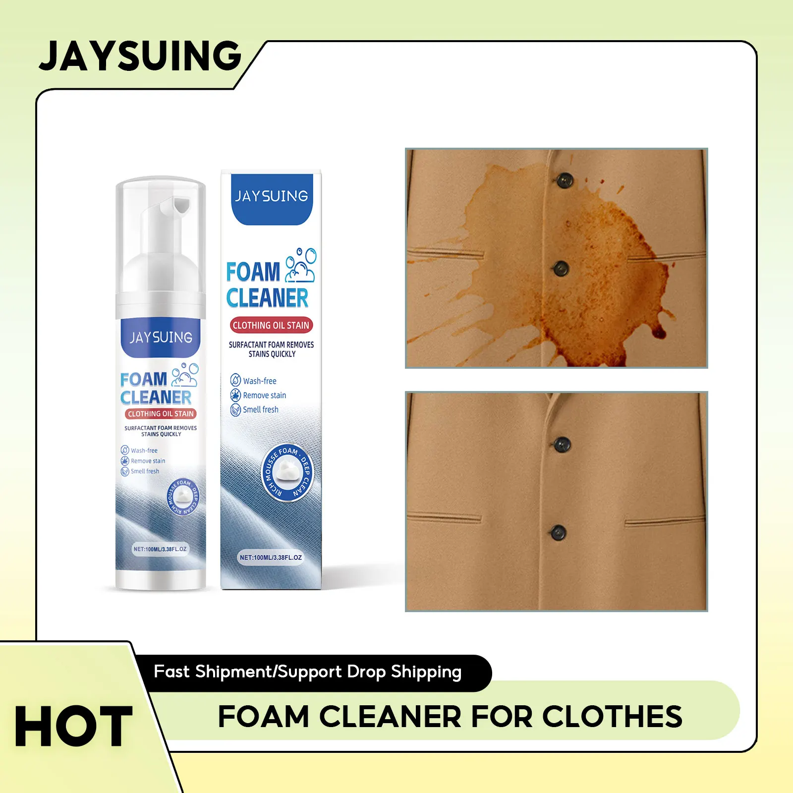 Foam Cleaner For Clothes Clothing Spot Cleaning Fabric Rust Remover Garment Stubborn Stain Cleaner Fabric Stain Remover Spray