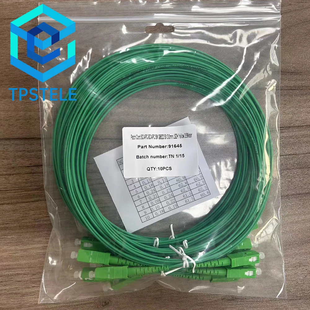 IL≥0.3dB SC APC سلك تصحيح الألياف البصرية وضع واحد G657A2 Simplex 1.6 مم 3.5 متر LSZH أخضر ضمان 10 سنوات