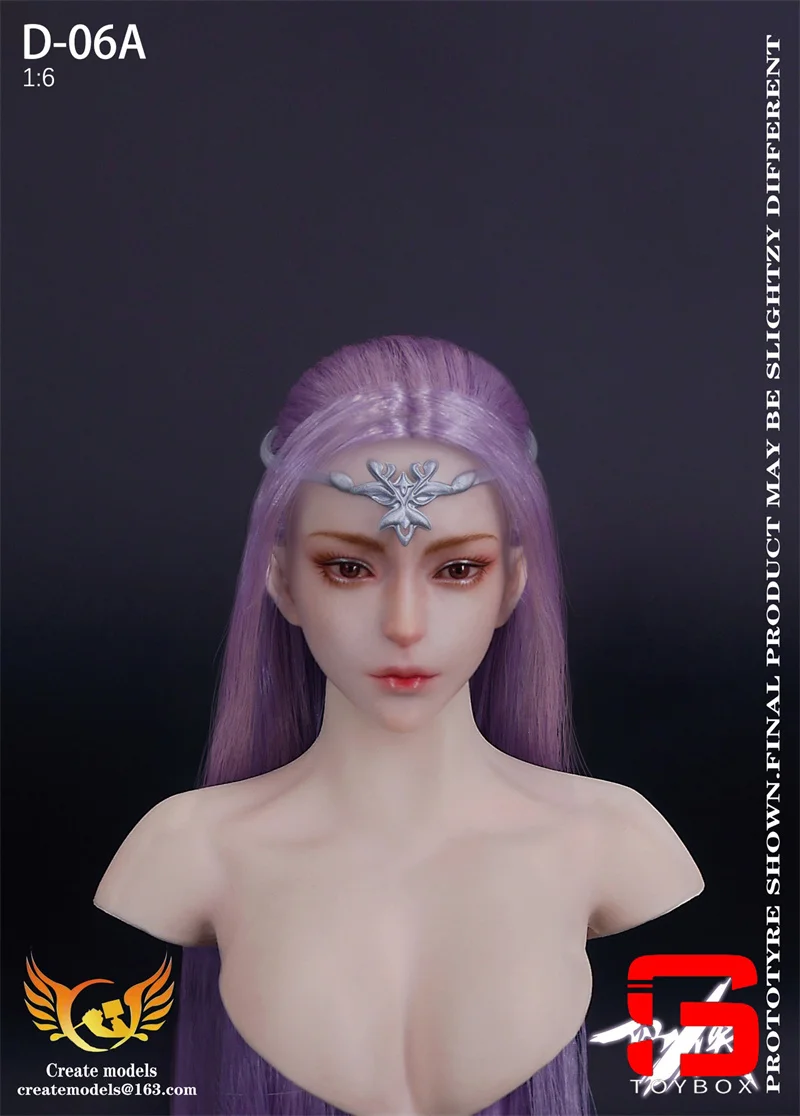 Createmodels D-06 1/6 Schaal Vrouwelijke Oude Stijl Lang Haar Hoofd Carving Model Fit 12-inch Soldaat Action Figure body