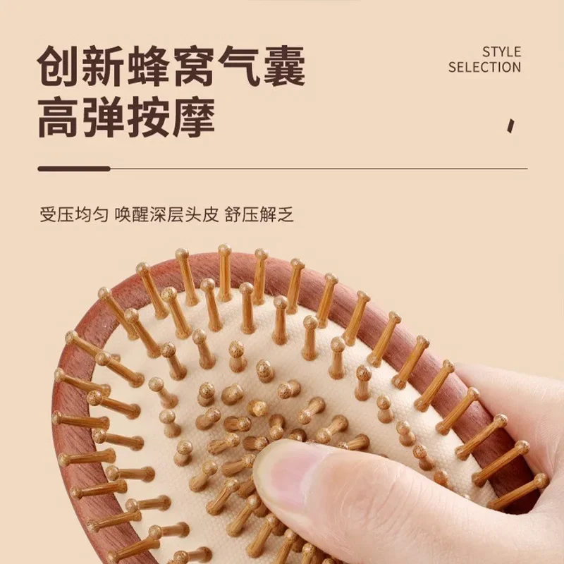 Haarborstel Rood Sandelhout Luchtkussen Kam Massage De Hoofdhuid Borstels Расческа Для Волос Houten Huishoudelijke Pluizige Airbag Kammen