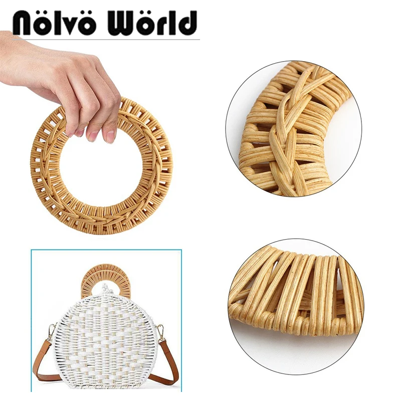 

2/4/10pcs 15cm Circle Purse Woven Ratten Handles Woven Tote Bag Handles For Handbag DIY Retro Bamboo Bag Accessories
