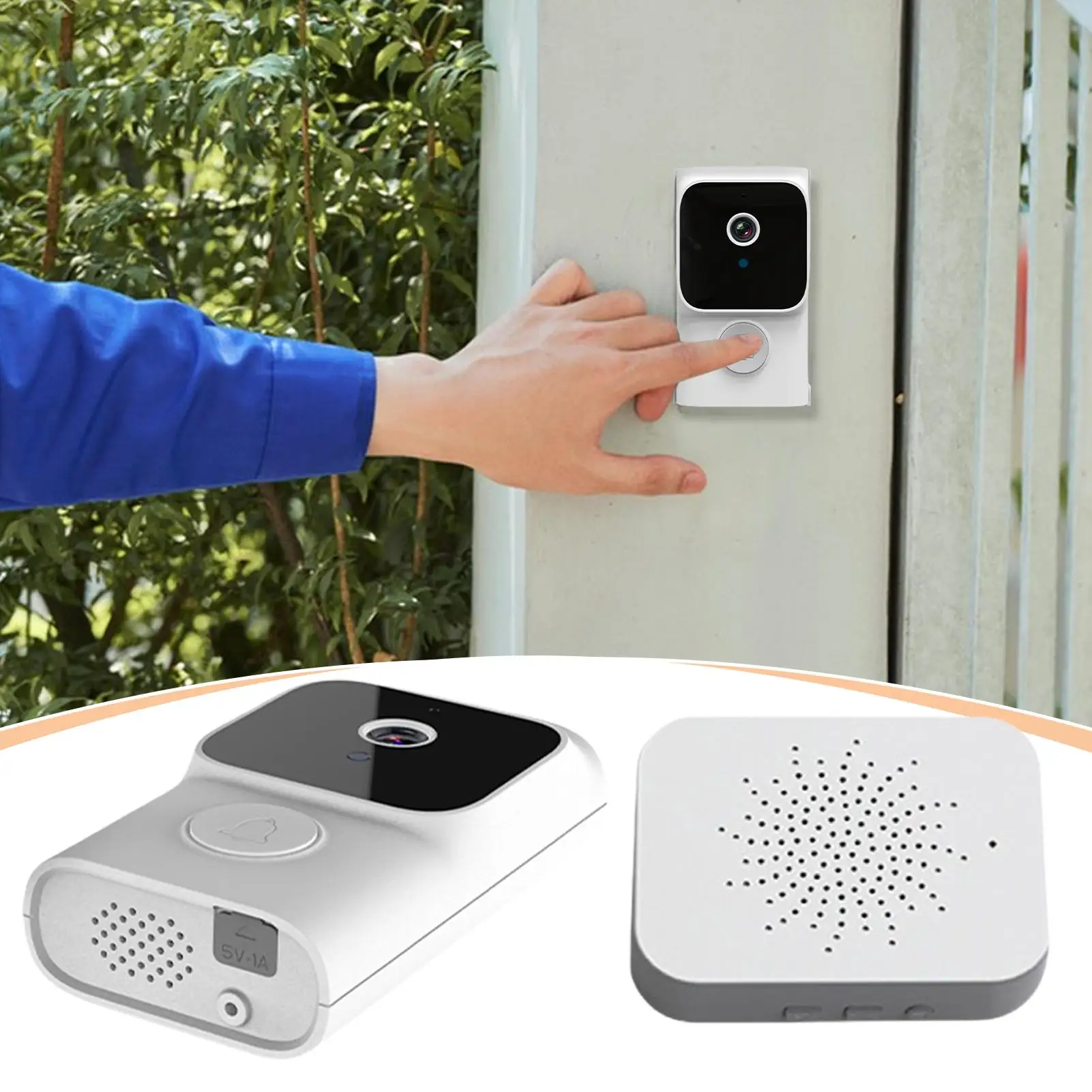 Дверной звонок с камерой, умный видеодверной звонок, камера безопасности, двусторонняя связь для ночного мониторинга, ежедневный вход, открытый двор