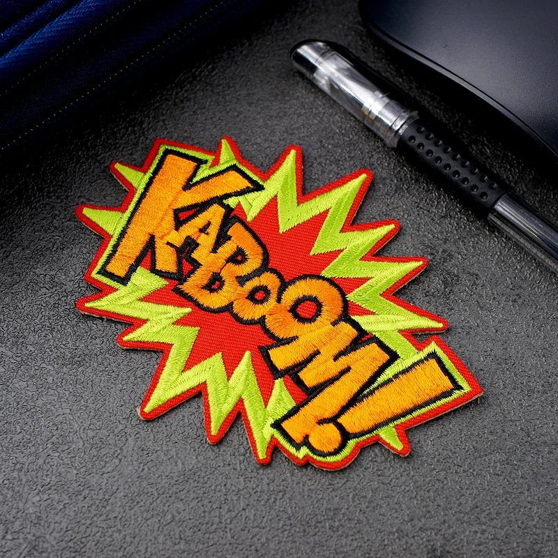 KABOOM (Size:8.5X10.5cm) DIY Badge Patch Embroidered Applique Sewing Clothes Stickers Garment Apparel Accessories