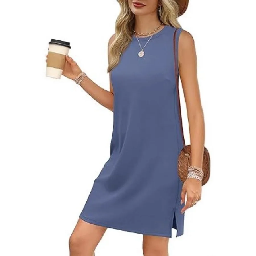 

【New style】 hit dress for women 2026 summer solid color sleeveless vest casual women's mid-long