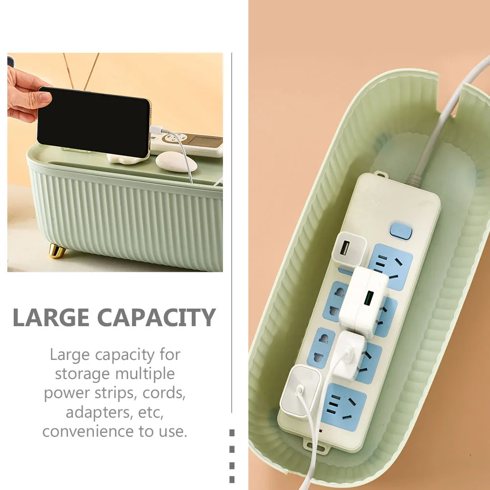 

1pc Sturdy Abs Cable Storage Box With Lid Large Capacity Power Line Organizer For Home Office Socket Container Cord Management