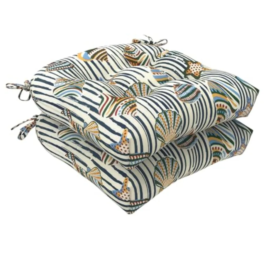 

Outdoor Wicker Chair Cushions 19"x19"x4" Patio Chair Cushions with Ties Water Repellent Thick Tufted Seat Cushions for Patio Fu