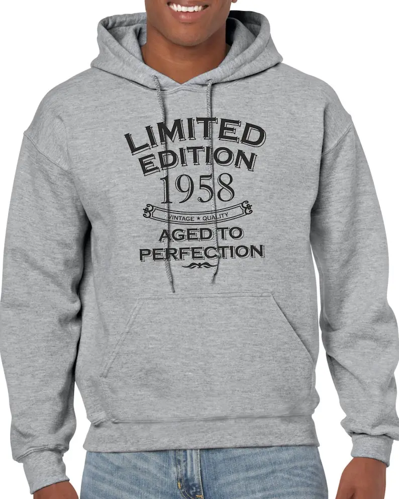 66th Birthday Gifts For Dad Limited Edition 1958 Aged To Perfection Hoody Hoodie Hooded Sweatshirt 66th Gifts 66th Presents