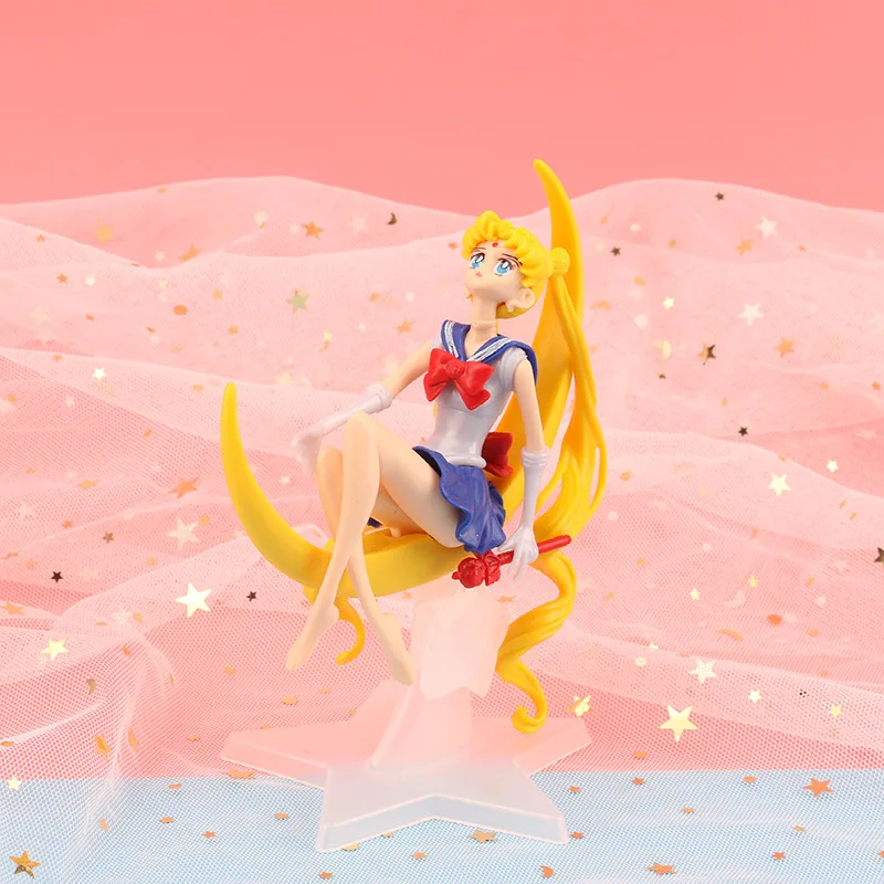 Anime Sailor Moon 15cm Tsukino Usagi PVC Toy Hobby Doll Cake Decoration Home Desktop Ornament Model Kid Gift Fashion Accessories