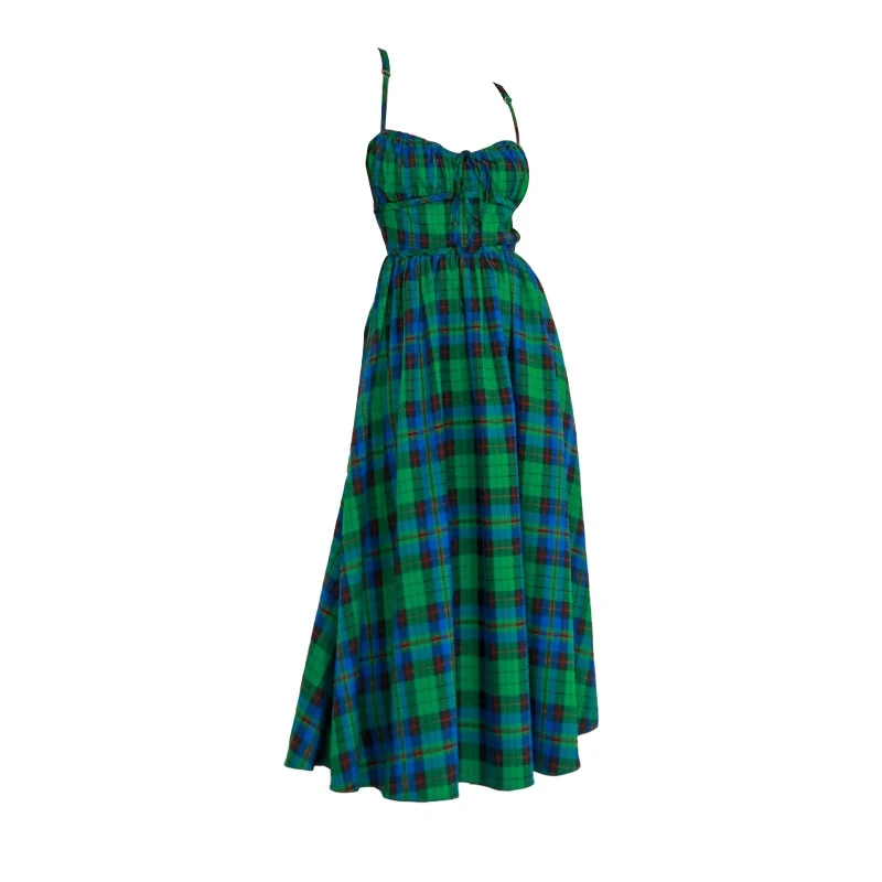 

plus Size Women's Plaid Midi Dr Trendy Streetwear High Waist Svel Maxi Gown Special Large Size 200 Pou