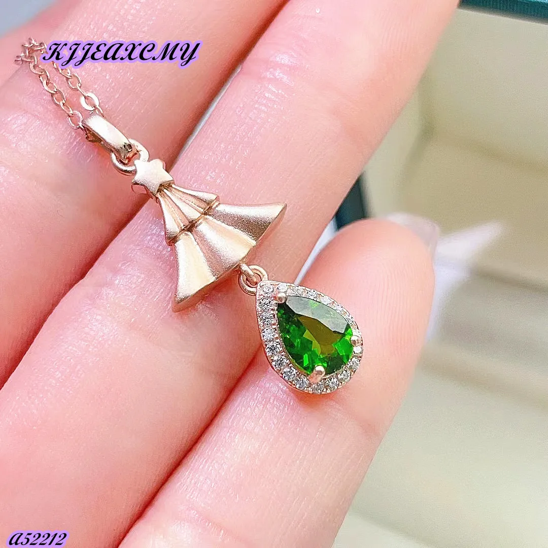 

Boutique Jewelry 925 Sterling Silver Natural Gem Diopside Women's Pendant Christmas Bride Girl Birthday Party Gift New Year