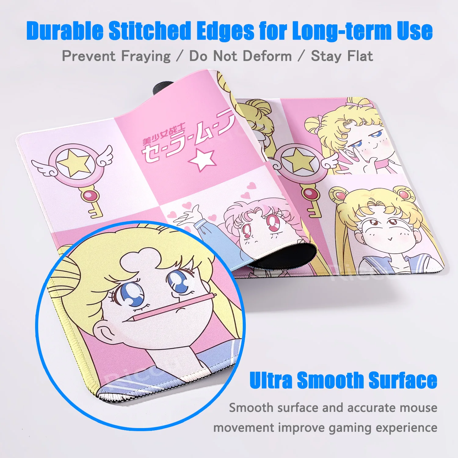 Kawaii بحار القمر XXL لطيف ماوس الوسادة الوردي DeskMat ألعاب الكمبيوتر عدم الانزلاق HD الألعاب لوحة المفاتيح مكتب الملحقات انمي ياباني السجاد