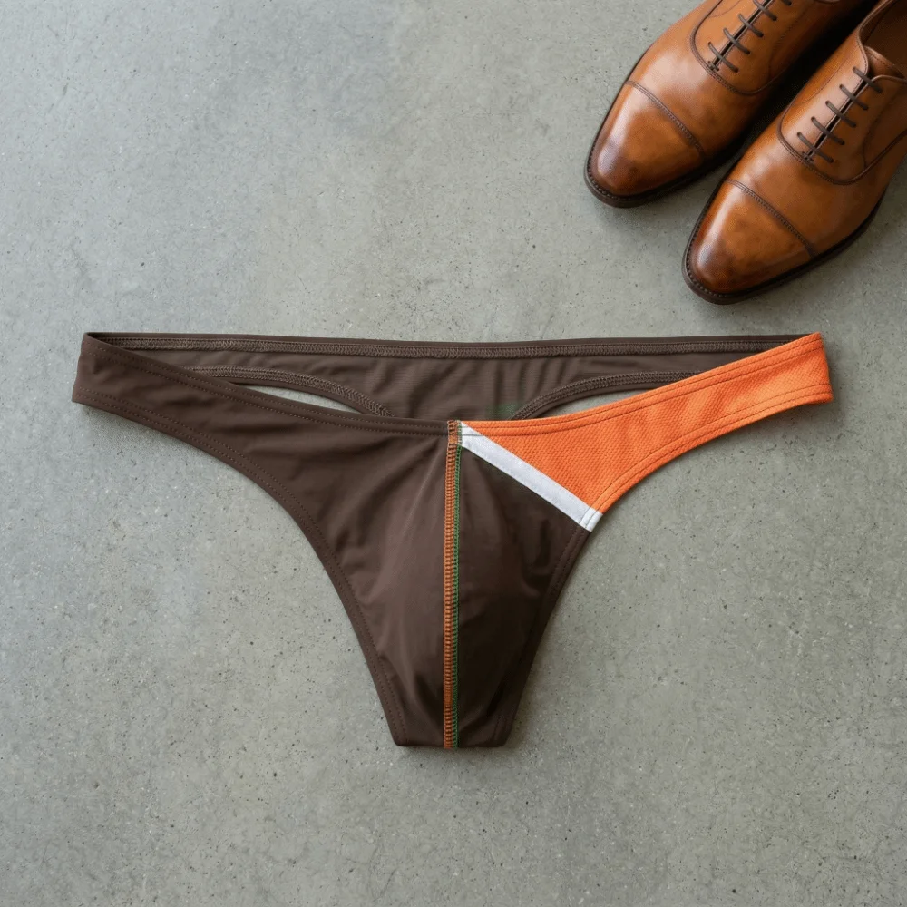 

Креативные мужские трусы-танга с низкой посадкой, тонкие, из ледяного шелка, летние, с эффектом пэчворк