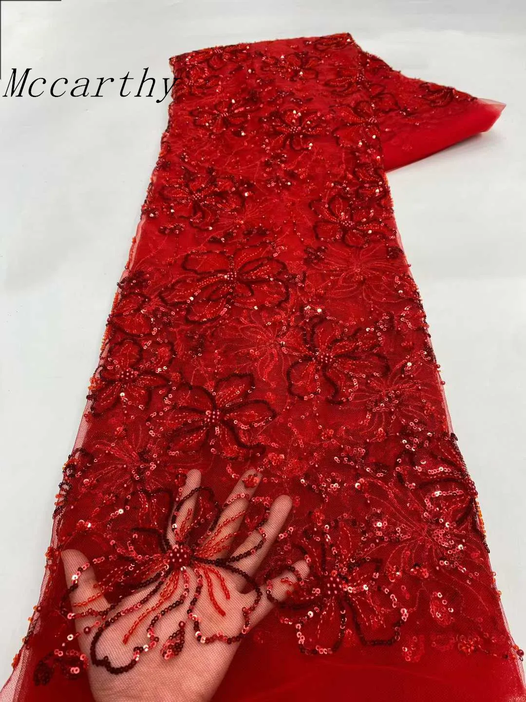 

Nigerian Beaded Embroidery Lace 2026 High Quality French Net Sequins Tulle African Lace Fabric for Luxury Wedding Party Women
