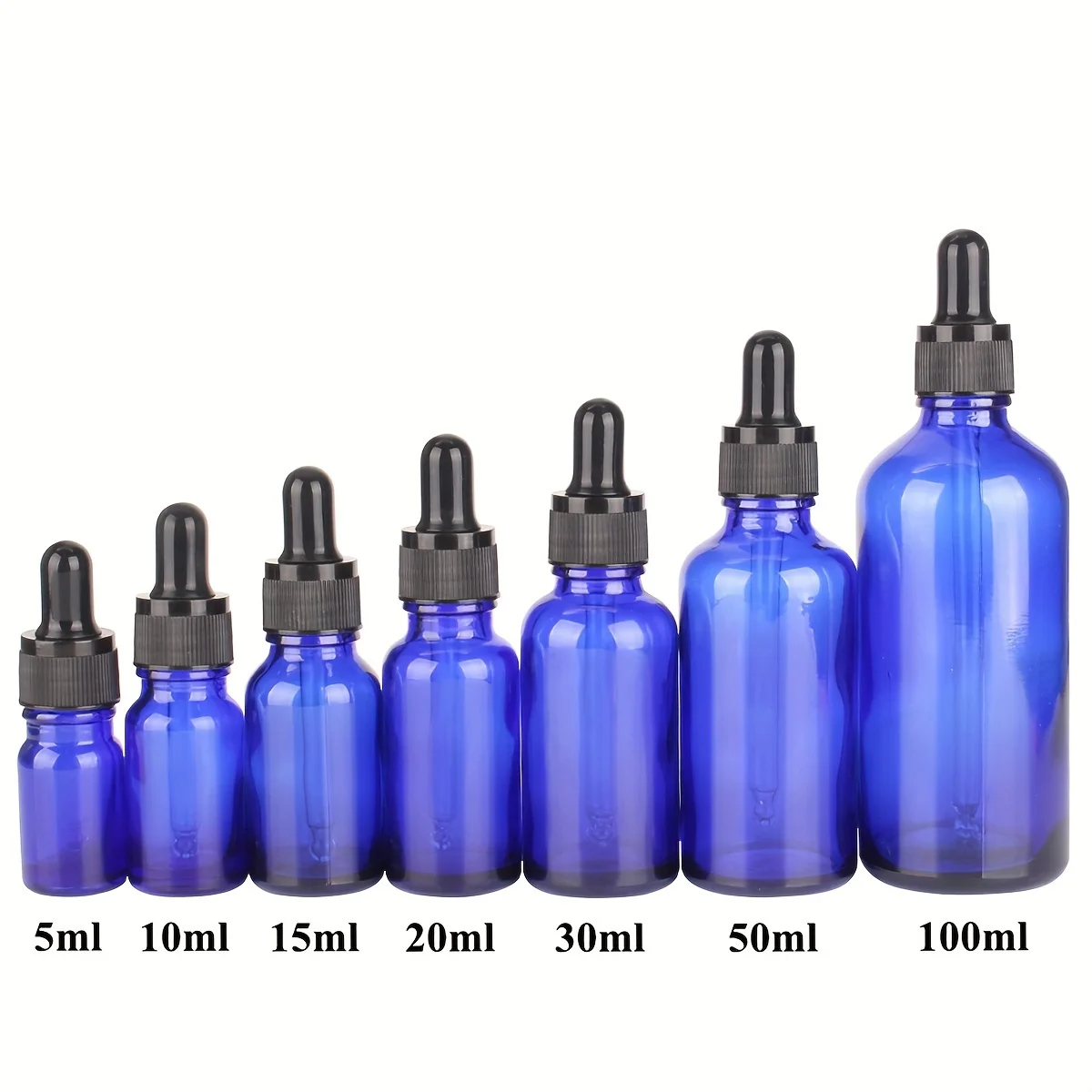 

3 Pieces/lot 5ml 10ml 15ml 20ml 30ml 50ml 100ml Blue Glass Dropper Bottle with Glass Pipette for Cosmetic Perfume Essential Oil