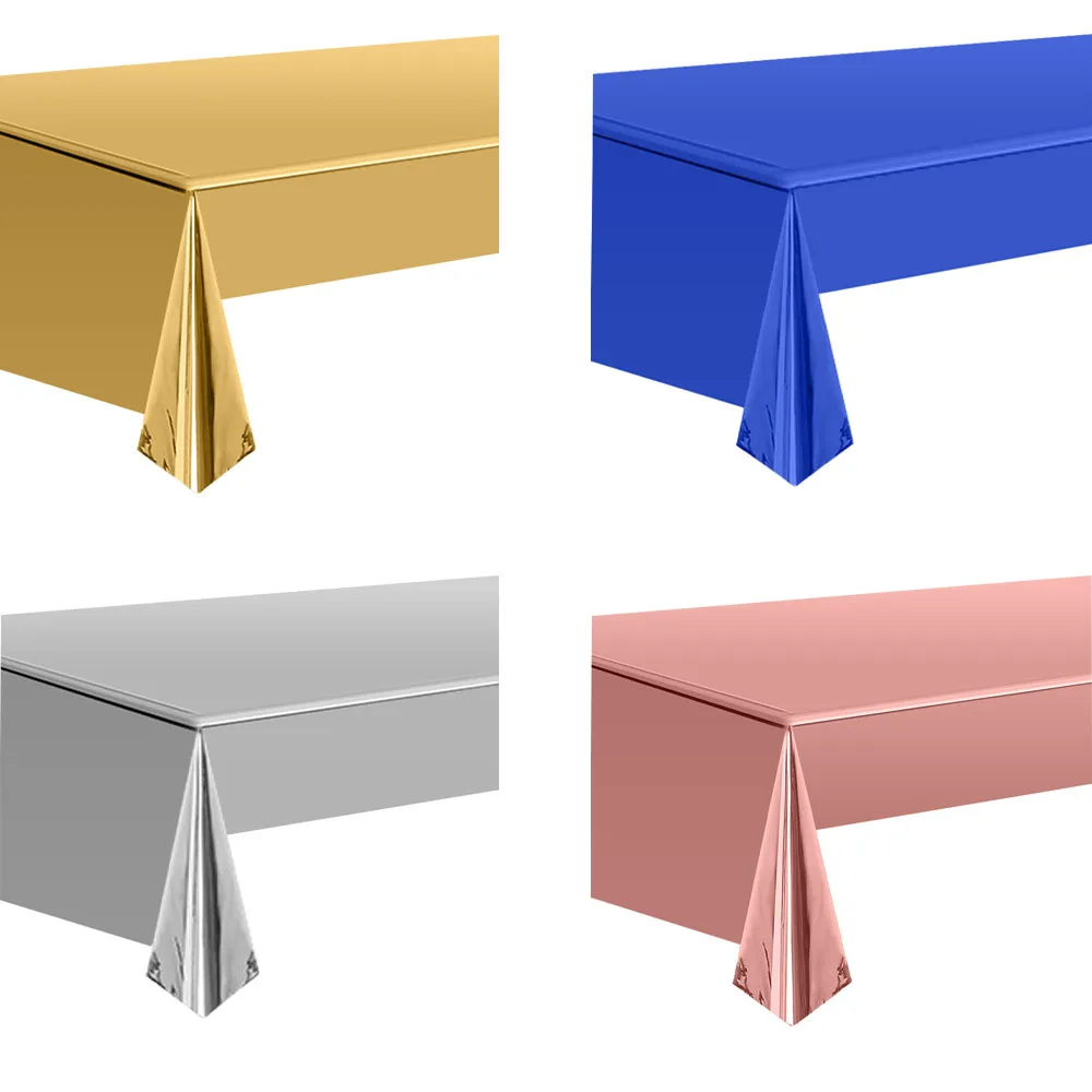 

Colorful Disposable Aluminum Tablecloth Outdoor Camping & Picnic Supplies Gold Pink Table Cover for Birthday Wedding Party Decor
