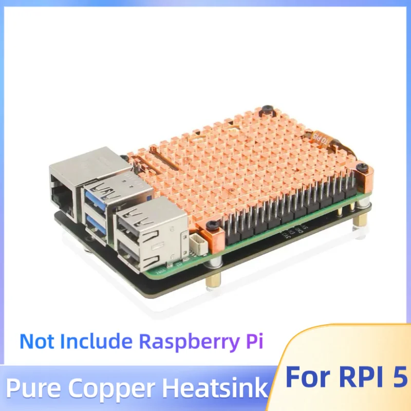 Raspberry Pi 5 Pure Copper Heatsink Metal Case Passive Cooling 3mm Ultra-thin Copper Radiator Enclosure for Raspberry Pi 5