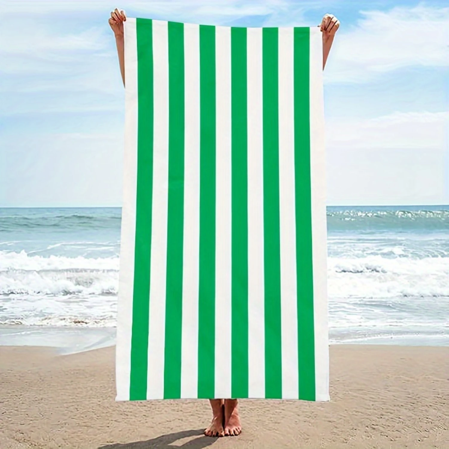 

1pc Stripes Print Soft Comfortable Lightweight Sand-proof Beach Towel - Sweat Absorbent & Quick Drying - Perfect For Outdoor Bea
