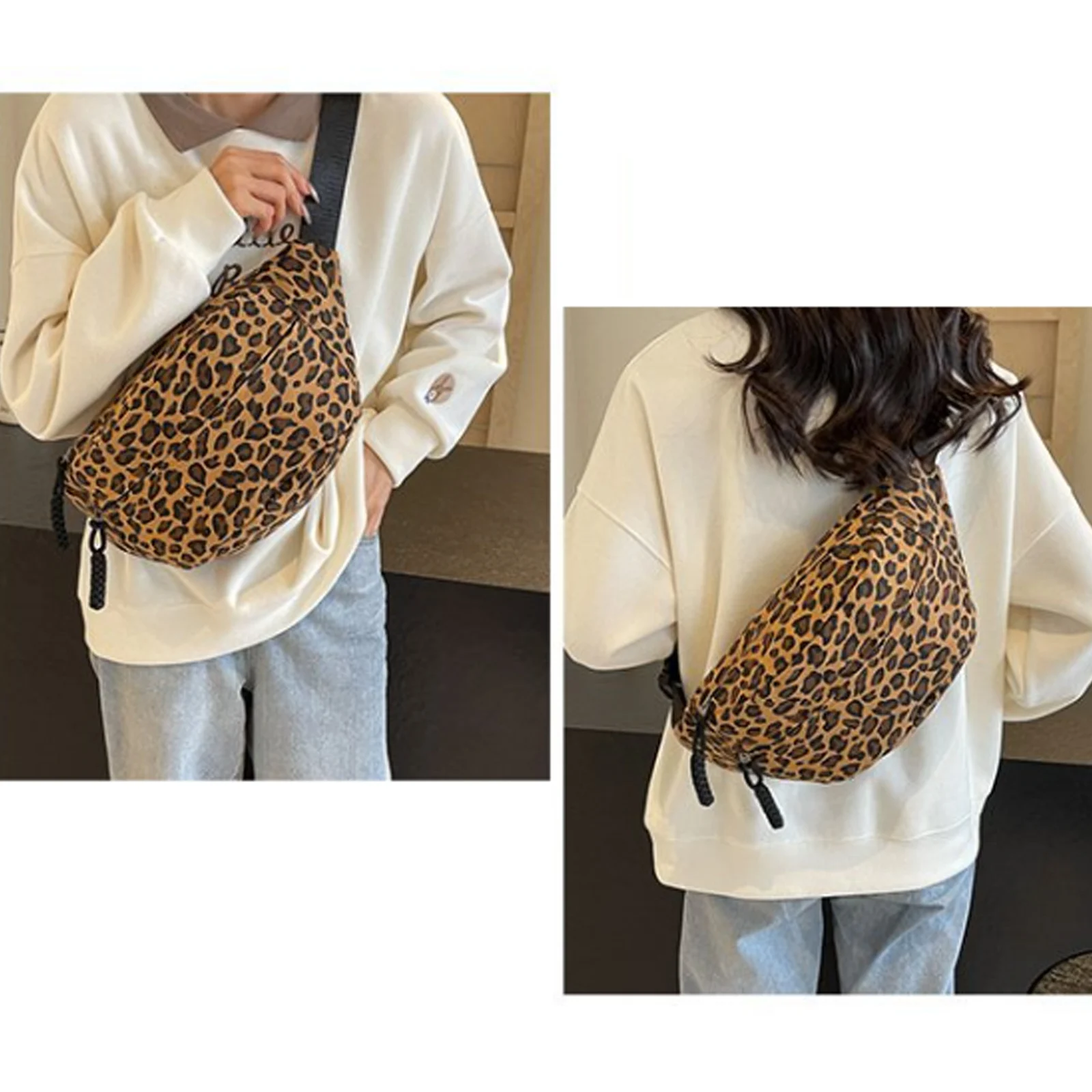 New Large Size Leopard Prints Chest Bags For Women Canvas Large Capacity Shoulder Crossbody Bag Summer Latest Waist Fanny Pack