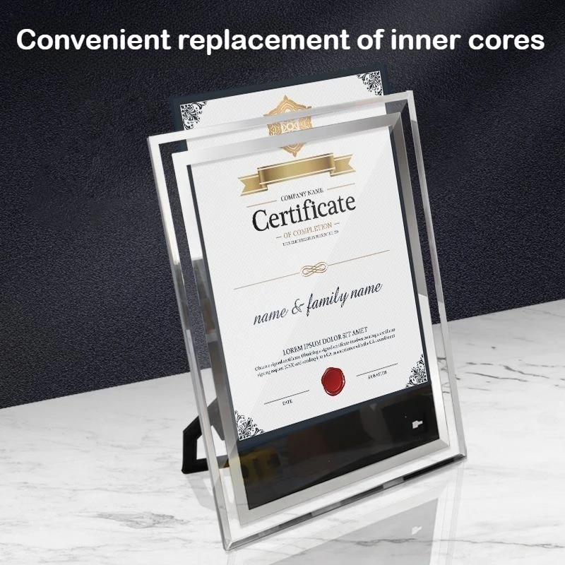 Crystal glass photo frame, modern and simple, certificate of honor, brand, restaurant, living room, study, certificate of merit
