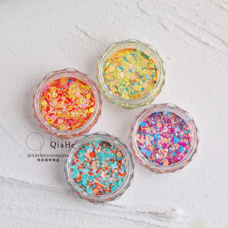 1 Box Mixed Dot Nail Decoration Circle Nails Accessories Round Chhameleon DIY Nails Mixed Colorful Nail Sequins