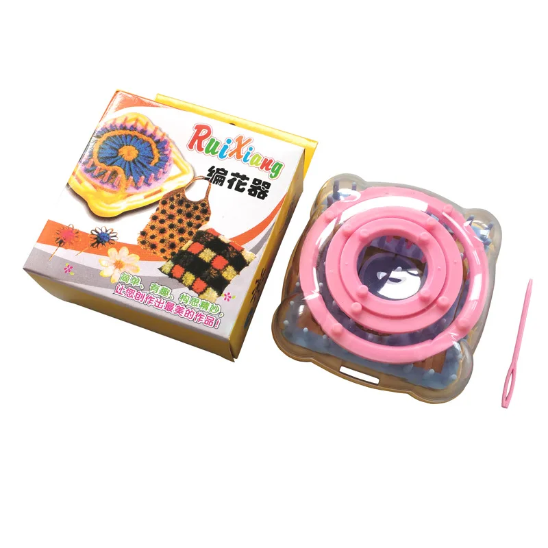 Flower Knitting Loom Kit, DIY Wool Yarn, Flower Maker, Weaver Tool Set with Needle