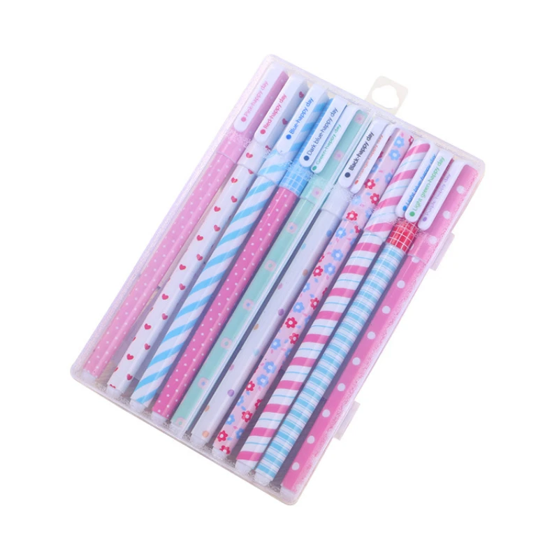 Stylos d'écriture de bureau à la mode, 10 pièces/boîte, stylos Gel de peinture colorés créatifs pour enfants, série mignonne, papeterie fournitures scolaires