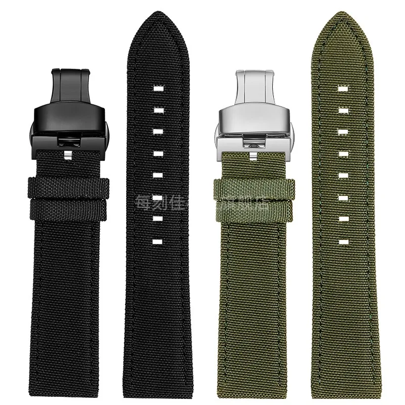 For Breitling Avengers Black Bird Leather Nylon Watchband Super Ocean Series Breathable Canvas Cowhide Watch Strap 22MM Bracelet