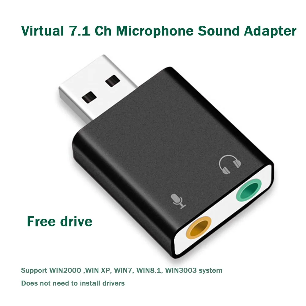 External USB 2.0 Audio Sound Card USB to Jack 3.5mm Converter Headphone Adapter Microphone Sound Card Virtual 7.1 Ch For Laptop